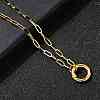 304 Stainless Steel Spring Gate Ring Pendant Paperclip Chain Necklaces for Women X-NJEW-Z091-13G-1
