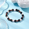 Natural Red Jasper & Black Onyx(Dyed & Heated) & Luminous Acrylic Beaded Stretch Bracelets for Women Men BJEW-JB10502-2