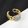 Brass Micro Pave Cubic Zirconia Open Cuff Ring for Women RJEW-F177-03GP-05-4