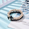 2Pcs 2 Style Natural & Synthetic Mixed Stone Cross Stretch Bracelet Sets with Wood Beaded for Women BJEW-JB08344-2