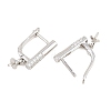 Brass Micro Pave Clear Cubic Zirconia Hoop Earring Findings KK-Z158-01P-2