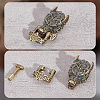 HOBBIESAY 1PC Tibetan Style Wolf Shaped Brass Shackle Clasps FIND-HY0002-78-4