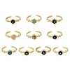 Hexagon Brass Pave Natural Gemstone & Cubic Zirconia Cuff Bangles for Women BJEW-Z172-01G-6