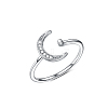 Anti-Tarnish Moon S925 Sterling Silver Clear Cubic Zirconia Cuff Ring for Daily Wear and Parties IT4101-1