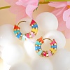 Enamel Striped Thick Hoop Earrings JE1110A-4