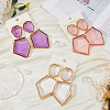 FIBLOOM 3 Pairs 3 Colors Rhinestone Polygon Dangle Stud Earrings EJEW-FI0002-81-5