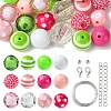 DIY Round Acrylic & Striped Resin Beads Pendants Making Kits DIY-YW0010-21C-1