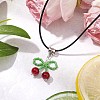 Red Cherry Dyed Synthetic Turquoise Beads & Glass Beaded Pendant Necklaces NJEW-MZ00068-1