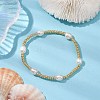 Oval Natural Cultured Freshwater Pearl & Glass seed Beaded Stretch Bracelets for Women BJEW-JB10536-2