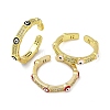 Brass Micro Pave Clear Cubic Zirconia Enamel Cuff Rings for Women RJEW-L113-022G-4