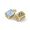Brass Micro Pave Cubic Zirconia Charms with Glass Crystal KK-Q039-02G-2