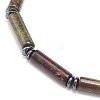 Natural Dragon Blood Column & Synthetic Hematite Stretch Bracelet BJEW-JB08458-02-5