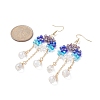 Glass Beaded Ring with Teardrop Dangle Earrings EJEW-JE05263-3