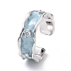 Enamel Wave Open Cuff Ring with Clear Cubic Zirconia RJEW-D075-07P-1