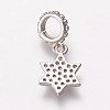 Brass Cubic Zirconia European Dangle Charms KK-P134-04P-2