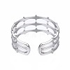 304 Stainless Steel Bamboo Shape Open Cuff Ring RJEW-T023-04P-2