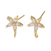 Brass Micro Pave Cubic Zirconia Studs Earring Findings KK-K364-03G-1