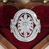 Brass Micro Pave Cubic Zirconia Finger Rings for Women FS-WGE2DD0-04-3