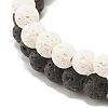 2Pcs 2 Style Natural Lava Rock(Dyed) Round Beaded Stretch Bracelets Set with Heart BJEW-JB07579-5