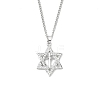 Brass Micro Pave Clear Cubic Zirconia Star Pendant Necklaces NJEW-M211-02B-P-1