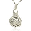 Silver Color Plated Brass Hollow Round Cage Pendants KK-J235-04S-2