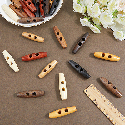 32Pcs 8 Colors 2-Hole Wood Buttons DIY-GF0011-42B-1