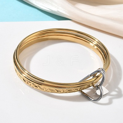 Two Tone 304 Stainless Steel Multi-strand Bangles for Women BJEW-F540-06GP-1