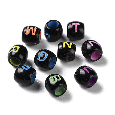 Spray Printed Opaque Acrylic European Beads SACR-P031-10B-1
