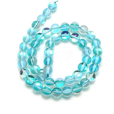 Synthetic Moonstone Beads Strands G-F143-6mm-07-1