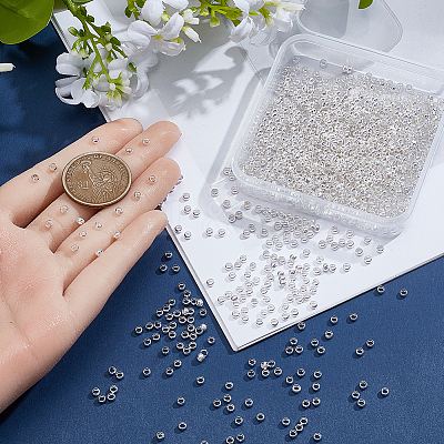 2000Pcs Brass Crimp Beads KK-SP0002-61S-1