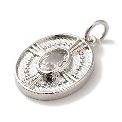 Rack Plating Brass Micro Pave Cubic Zirconia Pendant KK-U027-37P-1