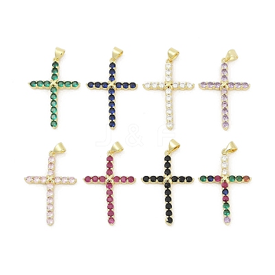 Brass Micro Pave Cubic Zirconia Pendants KK-D317-105G-1