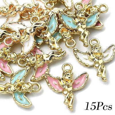 15Pcs 3 Colors Alloy Enamel Pendants ENAM-YW0004-78A-1