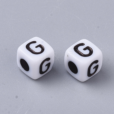 White Opaque Acrylic Beads MACR-R869-02G-1