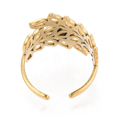 Leaf 304 Stainless Steel Cuff Ring Components STAS-T066-27G-1