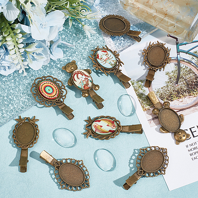 12Pcs 6 Styles Vintage Iron Alligator Hair Clip Findings FIND-NB0004-41-1