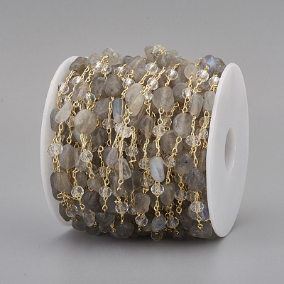 Handmade Natural Labradorite Beaded Chains CHC-I031-11F-1