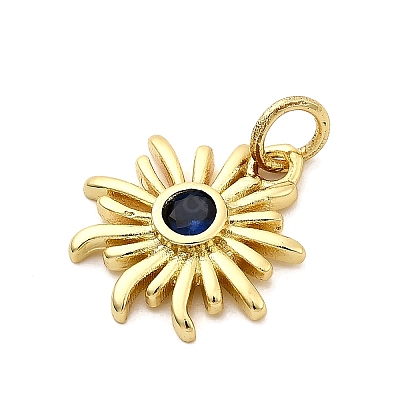 Sun Brass Micro Pave Cubic Zirconia Pendants KK-C134-11G-04-1