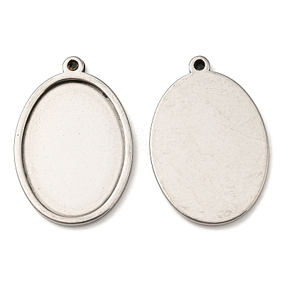 Non-Tarnish 201 Stainless Steel Pendant Cabochon Settings STAS-F296-05B-P-1