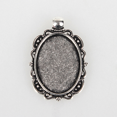 Vintage Tibetan Style Alloy Pendant Cabochon Bezel Settings TIBEP-O006-51AS-1