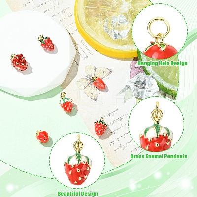 6Pcs 6 Styles Brass Enamel Pendants KK-CJ0003-69-1