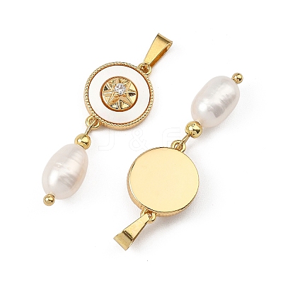 Natural Cultured Freshwater Pearl Rice Tassel Pendants PALLOY-JF05741-01-1