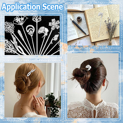 Brass/Iron /Alloy Hair Sticks OHAR-SC0001-09S-1