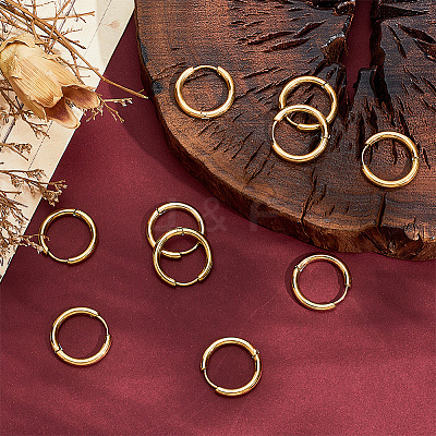 10 Pairs Ion Plating(IP) 304 Stainless Steel Huggie Hoop Earrings EJEW-BBC0002-19C-1