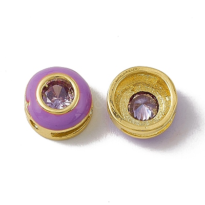 Rack Plating Brass Cubic Zirconia Beads KK-C007-15G-04-1