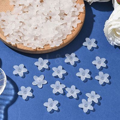 Transparent Frosted Acrylic Flower Beads X-PAB1936Y-10-1