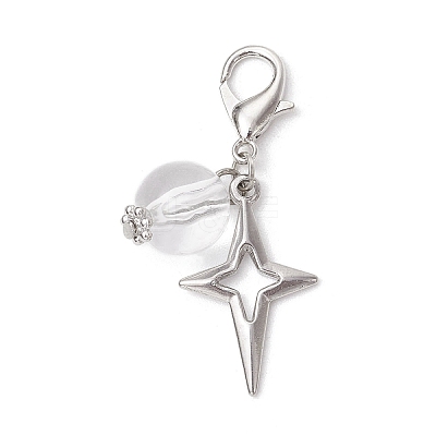 Clear Acrylic & Alloy Star & Moon & Planet Pendant Decorations X-HJEW-JM03051-1