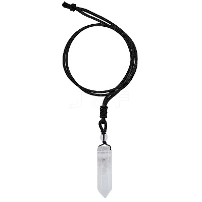 Natural Quartz Crystal Bullet Pendant Necklace JN1043D-1