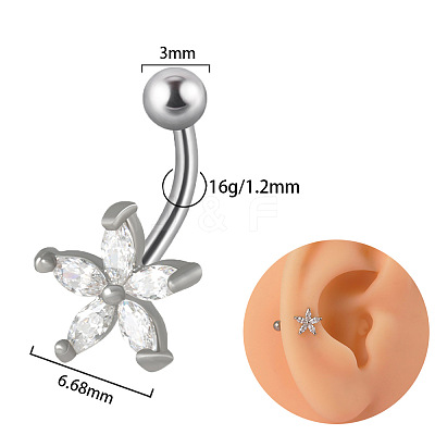 G23 Titanium Pave Clear Cubic Zirconia Curved Barbell Cartilage Earrings FS-WGD98FB-19-1