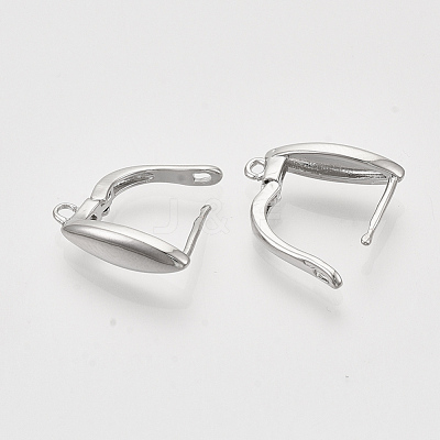 Brass Hoop Earring Findings with Latch Back Closure KK-T048-019P-NF-1
